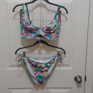 Freya underwire floral bikini top 34g bottom M/L